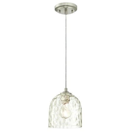 Westinghouse Pendant 60W Mini Basset, Brushed Nickel Clear Hammered Glass 6328800
